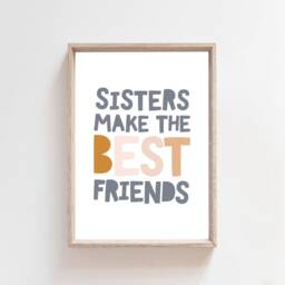 Set Of 3 Sister Prints, Girls Bedroom Wall Art, Quote, Boho Rainbow, Playroom Shared - thumbnail 3