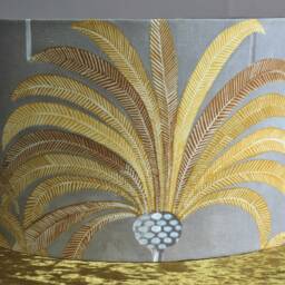Handmade Art Deco Lampshade Mustard Palm Tree Print With Gold Lining - thumbnail 3