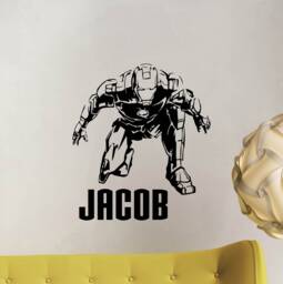 Personalized Wall Decal Iron Man Poster Superhero Custom Boy Name Sign Kids Room Decor Vinyl Sticker Playroom Art Print 4-34
