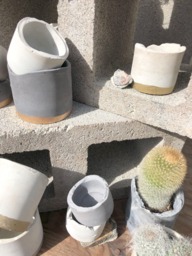 Large Concrete Planter Vessel Catchall Tealight Holder With Metalic Gilding Detail - thumbnail 1