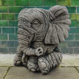 Stone Flower Pot Sculpture Outdoor Elephant Planter Statue Cement Animal Figurine Flower Ornament Garden Decoration Plant Art Gift - thumbnail 1