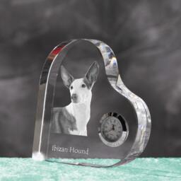 Ibizan Hound - Crystal Clock in The Shape Of A Heart With Image Pure-Bred Dog - thumbnail 2