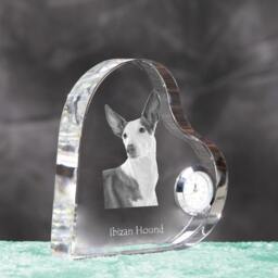 Ibizan Hound - Crystal Clock in The Shape Of A Heart With Image Pure-Bred Dog - thumbnail 3