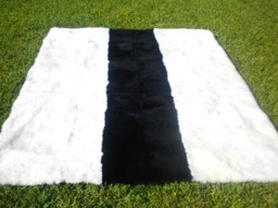 Big Unique Genuine Patchwork Sheepskin Rug - Soft Natural Hair Sheep Skin Real Pelt Fur Color White Black - thumbnail 2