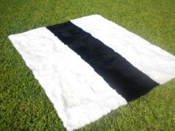 Big Unique Genuine Patchwork Sheepskin Rug - Soft Natural Hair Sheep Skin Real Pelt Fur Color White Black - thumbnail 1