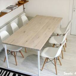 Scandinavian Modern Dining Table Basic Fem, Handmade Contemporary Steel Frame Table, For Room, Bleached Wood - thumbnail 3