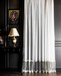 Embroidered White Sheer Curtain Luxury Rod Pocket, Custom Size