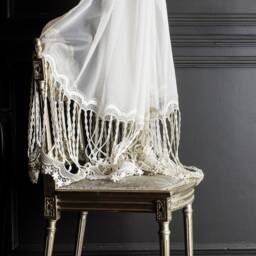 Embroidered White Sheer Curtain Luxury Rod Pocket, Custom Size - thumbnail 4