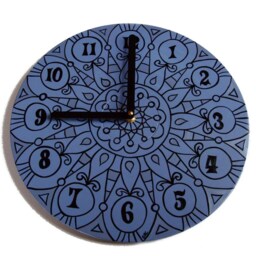 Slate Gray Geometric Wall Clock - Bohemian Psychedelic Mandala Home Decor in Grey, Black & Silver Made From Recycled Vinyl Record - thumbnail 3