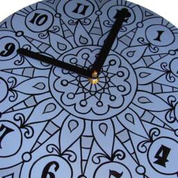 Slate Gray Geometric Wall Clock - Bohemian Psychedelic Mandala Home Decor in Grey, Black & Silver Made From Recycled Vinyl Record - thumbnail 4
