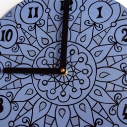 Slate Gray Geometric Wall Clock - Bohemian Psychedelic Mandala Home Decor in Grey, Black & Silver Made From Recycled Vinyl Record - thumbnail 2
