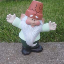 Ceramic Garden Gnome Statue, Welcoming Arms, Cute Gnome Yard Art With A Flower Pot Hat
