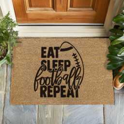 Eat Sleep Football Repeat Doormat - Funny Sports Welcome Mat For Fans, Game Day Decor, Gift Lovers, Home Entry Rug - thumbnail 1