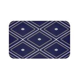Plush Bath Mat, Southwestern Geometric, Navy White Beige, Desert Cowboy Rug, Western Bathroom Decor, Modern Boho Rug - thumbnail 4