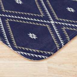Plush Bath Mat, Southwestern Geometric, Navy White Beige, Desert Cowboy Rug, Western Bathroom Decor, Modern Boho Rug - thumbnail 3