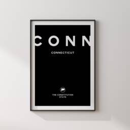 Connecticut Black & White Typography Wall Art Print - Custom Any Colour Us State United States Of America Usa - thumbnail 2