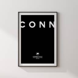 Connecticut Black & White Typography Wall Art Print - Custom Any Colour Us State United States Of America Usa - thumbnail 3