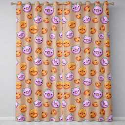 Cute Halloween Donuts Pumpkin Lollipop Seamless Pattern Peach Background Readymade Eyelet Ring Top Thermal 100% Blackout Curtains - thumbnail 2