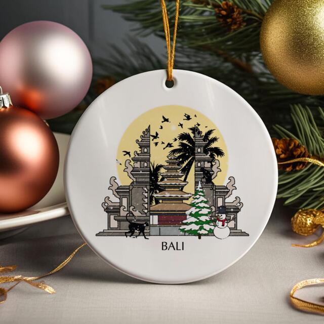 Bali Christmas Tree Ceramic Ornament Personalised Holiday Decoration Bauble Home Decor Souvenir - image 1