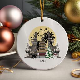 Bali Christmas Tree Ceramic Ornament Personalised Holiday Decoration Bauble Home Decor Souvenir - thumbnail 1