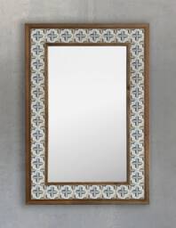 Mirror Wall Decor, Natural Stone, Design Tile Mirror, Decoration, Mosaic Art, Christmas Gift, New Home Gift, Travertine Wooden - thumbnail 1