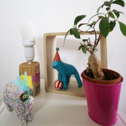 Blue Paper Mache Gorilla With Needle Felt Ball - thumbnail 4
