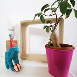 Blue Paper Mache Gorilla With Needle Felt Ball - thumbnail 3