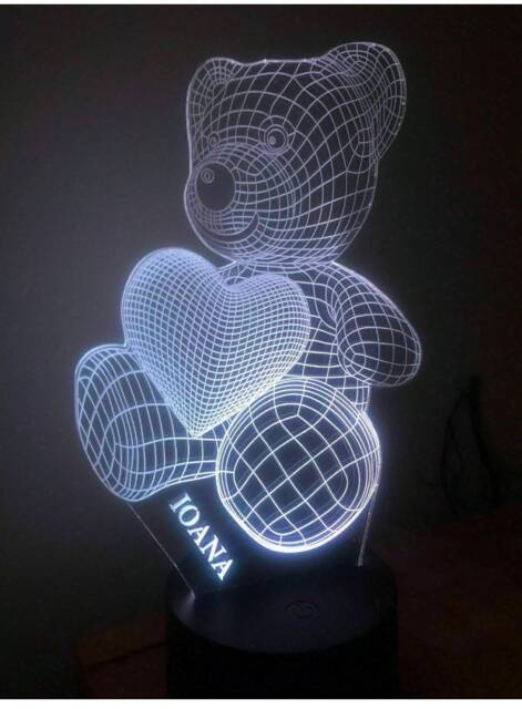 Teddy Bear 3D Personalised Smart App Control Night Light Bluetooth, Music, 7&16M Colour Mobile App , Gift Led Lamp - image 1