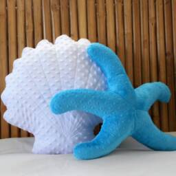 White Minky Dot Scallop Shell Pillow Nautical Coastal Decor - thumbnail 2