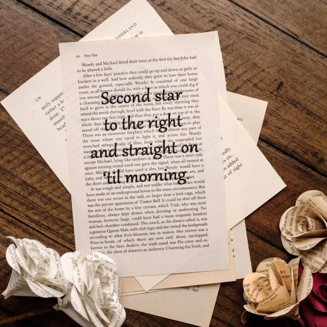 Peter Pan Book Quote Art Second Star To The Right & Straight On by Etsy ...