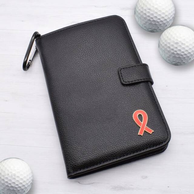 Red Ribbon Design - Personalised Leatherette Golf Organiser Complete With Divot Repairer, Marker, Tees, Scorecard & Pencils - image 1