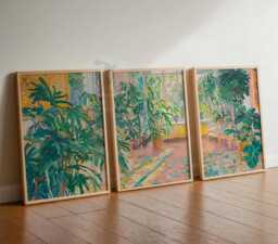 Henri Matisse Floral Set Of 3 Posters, Boho Wall Print, Botanical Decor, Tropical Jungle Aesthetic, Rousseau Art - thumbnail 1