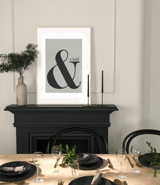 And Chill Ampersand Poster, Quote Print, Retro Typography Minimalist Home Decor, Modern Slogan Wall Art, Office, Lounge, A2 A1 - image 1
