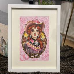 Cowgirl Pin Up Western Wall Art A4 Print - thumbnail 2