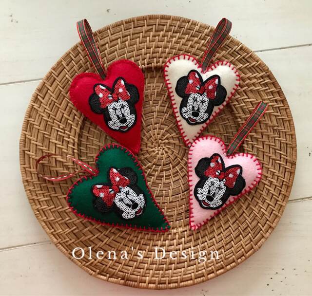 Felt Christmas Ornaments Felt Decoration Sequin Minnie Mouse One Ornament Heart Holiday Accessory D??cor Baby Shower Gift - image 1