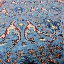 8x10 Afghan Hand Knotted Wool Rug, Blue Ziegler Floral Sultanabad, Large Botanical Area Rug - thumbnail 4