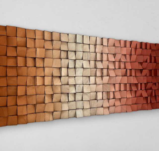 Reclaimed Wood Wall Art - Handmade Decor Ombre Mosaic - image 1