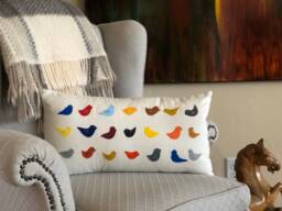 Bird Applique Pillow Cover Creamy White Cotton, Nursery Decor - thumbnail 1