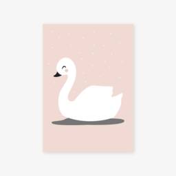 Children's Room Poster, White Swan, Baby Shower Gift, Girl's Decor, Pastel Pink Decorative Animal Poster - thumbnail 3