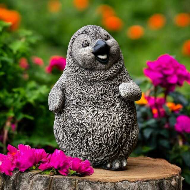 Concrete Baby Penguin Statue Garden Playful Sculpture Outdoor Bird Figurine Animal Yard Ornament Stone Gift For Lovers - image 1