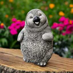 Concrete Baby Penguin Statue Garden Playful Sculpture Outdoor Bird Figurine Animal Yard Ornament Stone Gift For Lovers - thumbnail 4