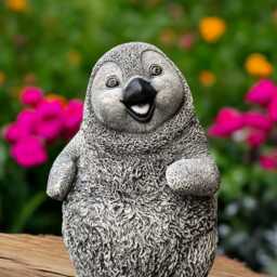 Concrete Baby Penguin Statue Garden Playful Sculpture Outdoor Bird Figurine Animal Yard Ornament Stone Gift For Lovers - thumbnail 3