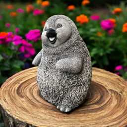 Concrete Baby Penguin Statue Garden Playful Sculpture Outdoor Bird Figurine Animal Yard Ornament Stone Gift For Lovers - thumbnail 2