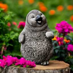 Concrete Baby Penguin Statue Garden Playful Sculpture Outdoor Bird Figurine Animal Yard Ornament Stone Gift For Lovers - thumbnail 1