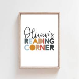 Reading Corner Print, Sign, Boys Nursery Prints, Let's Read Playroom Bedroom Wall Art - thumbnail 3