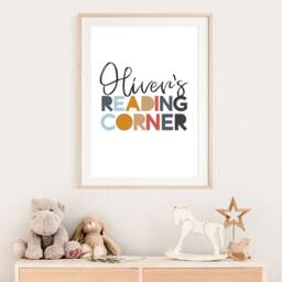 Reading Corner Print, Sign, Boys Nursery Prints, Let's Read Playroom Bedroom Wall Art - thumbnail 2