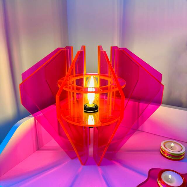 Neon Acrylic Diamond Table Lamp Contemporary Living Room Decor - image 1