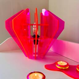 Neon Acrylic Diamond Table Lamp Contemporary Living Room Decor - thumbnail 3