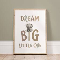 Safari Animal Nursery Prints Beige Rainbow Boho Wall Art, Dream Big - Set Of 3 - thumbnail 3