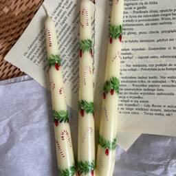 Christmas Hand Painted Candles, Dinner Candles, Table Decor, Taper Candle, Chrsitams Gift - thumbnail 2